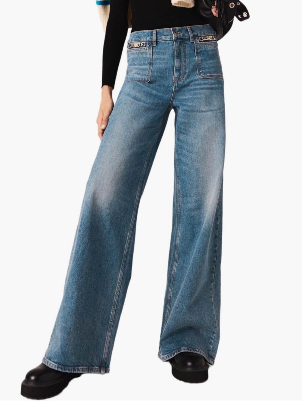 Maje NWT Wide Leg High-Rise Women's Jeans in Light Blue